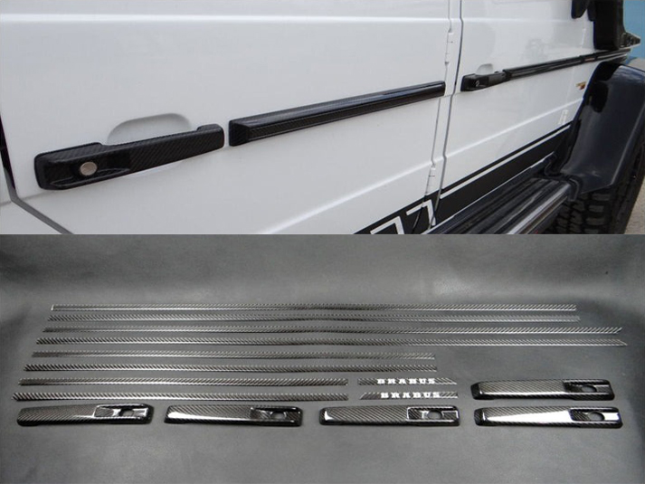 Mercedes-Benz W463 G-Wagon Carbon Fiber Side Molding Inserts + Exterior Door Handle Covers Set
